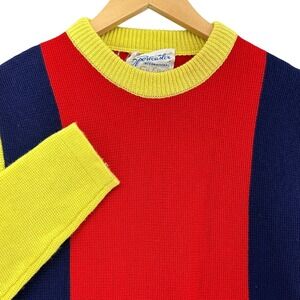 VTG Sportcaster International Ski Fashions Wool Color Block Panel Sweater SZ M